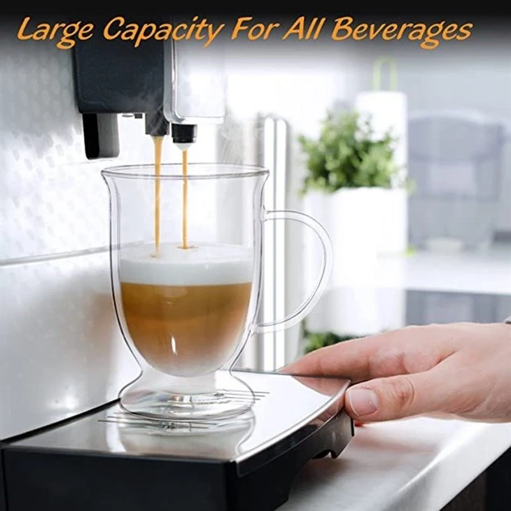 double wall glass mug with handle