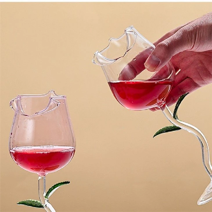rose shaped glass cup