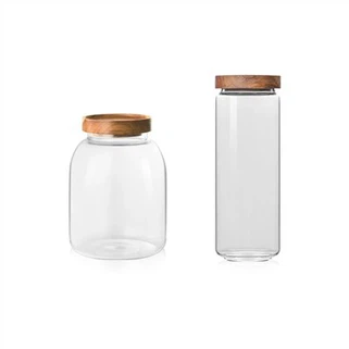 Storage Glass Bottle with Bamboo Lids